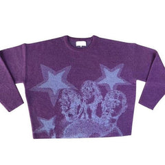 Skull Star Print Knitted Sweater