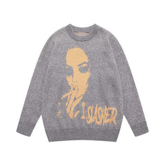 Smoking Slasher Graphic Knitted Sweater