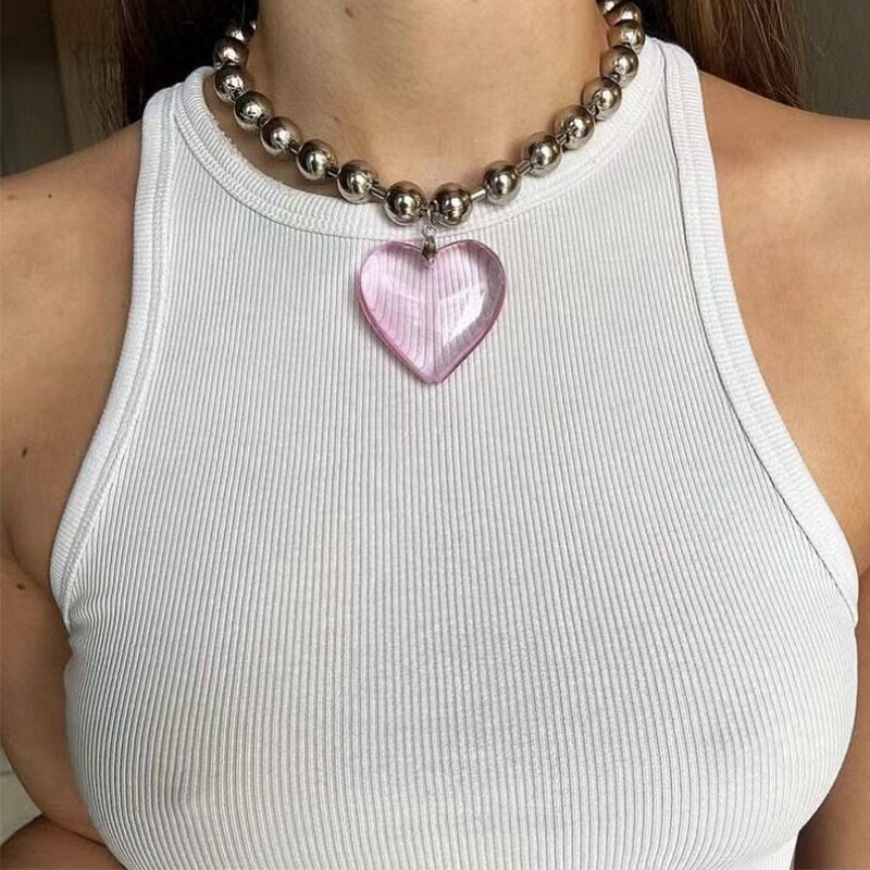 Colorful Love Heart Pendant Necklaces