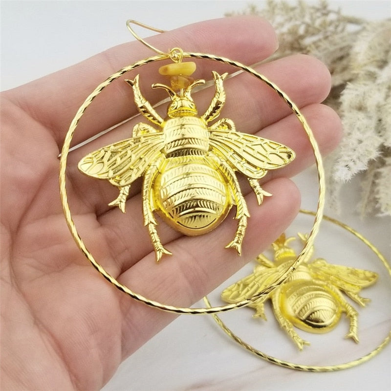 Gold Wasp Hoop Earrings