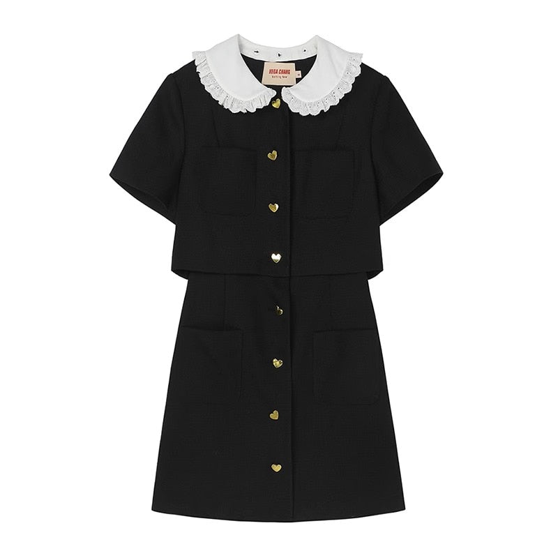 Chic Black Short Sleeve Shirt Dress