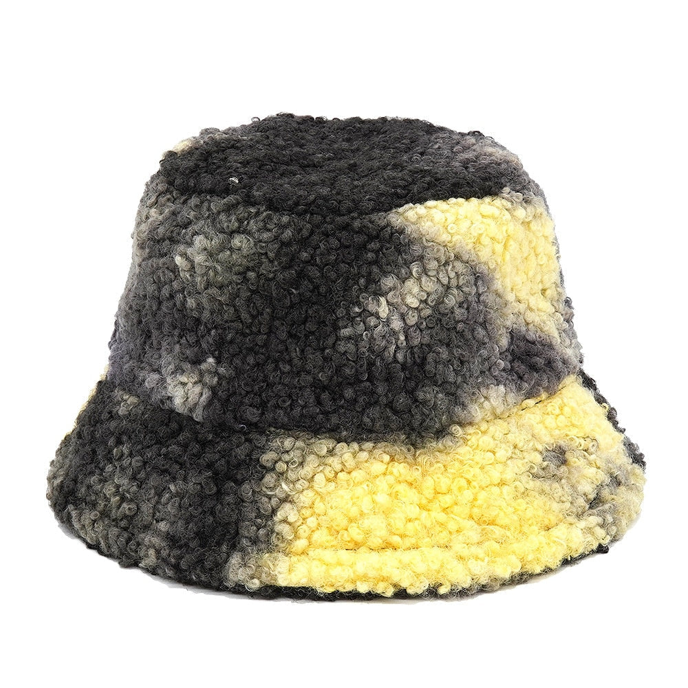 Colorful Faux Fur Bucket Hat