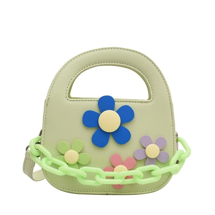 Round Handle With Chain Ornament Cute Bag