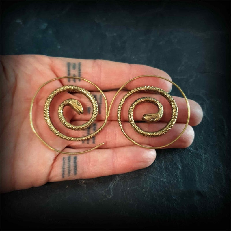 Vintage Egyptian Inspired Designs Large Hoop Earrings