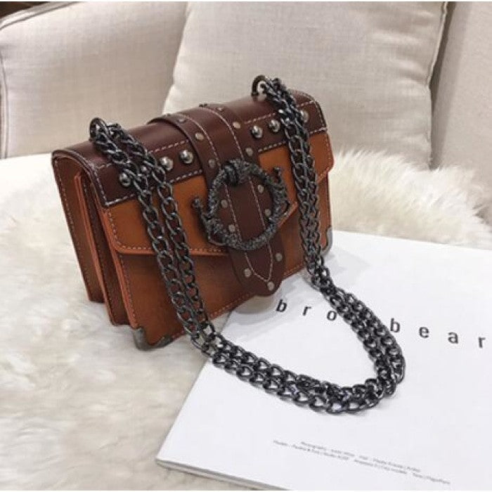 Rivet Lock Chain Shoulder Messenger Bags
