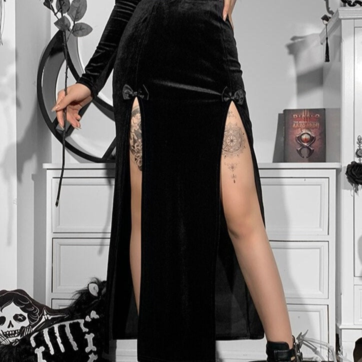 Black Gothic Punk Slit Skirts