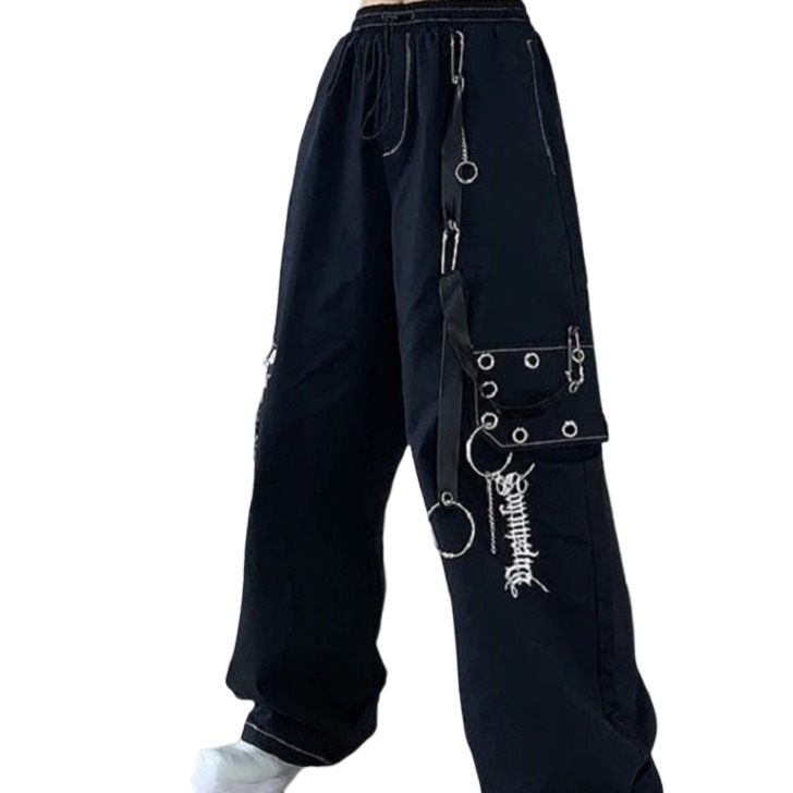 Cargo With Chain Wide Leg Trousers Loose Pants