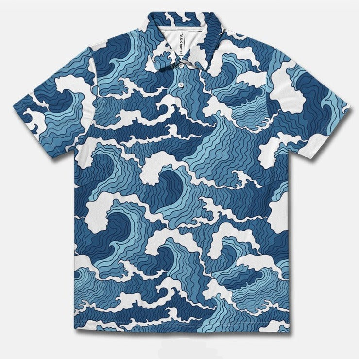Retro Ocean Wave Printing Casual Shirt