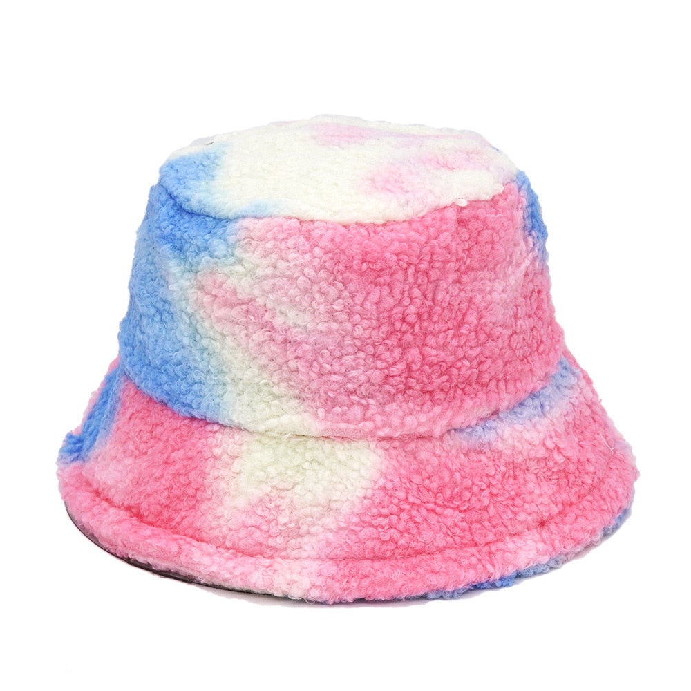 Colorful Faux Fur Bucket Hat