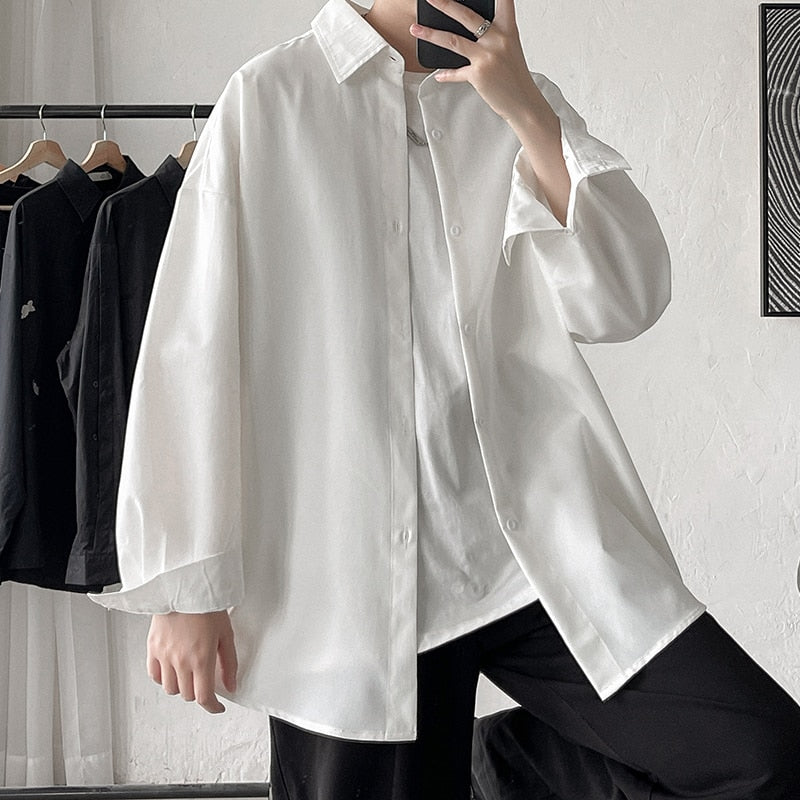 Solid Color Oversize Long Sleeve Shirt