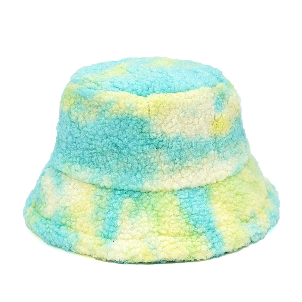 Colorful Faux Fur Bucket Hat