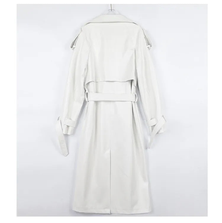 Waterproof PU Leather Trench Coat