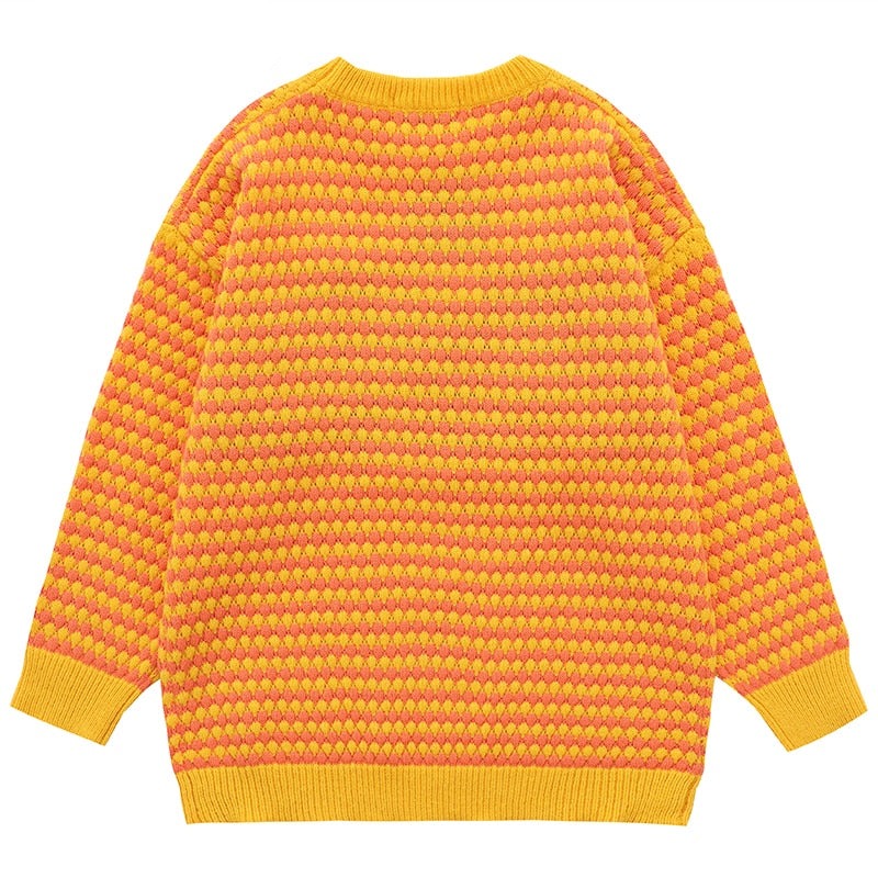 Embroidery Bang Out Lus Striped Knitted Sweater