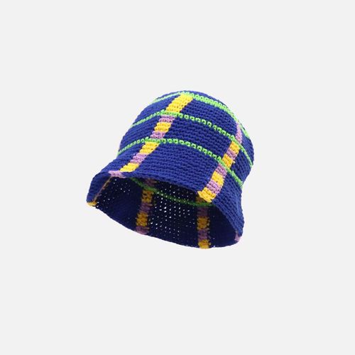 Contrasting Colors Lattice Crochet Bucket Fisherman Hats