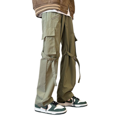 Solid Color Wide Leg Cargo Pants