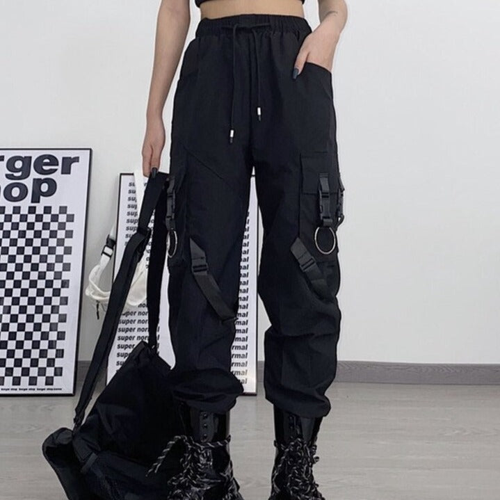 Gothic Black Cargo Pockets Pant