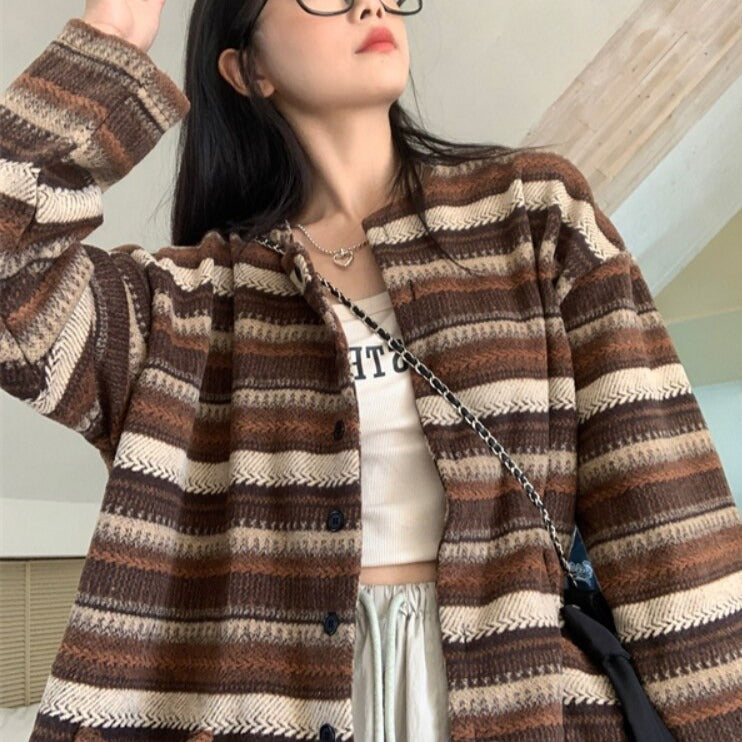 Oversize Striped Cardigan