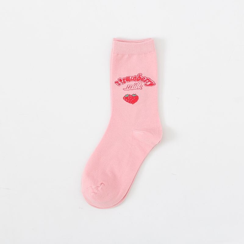 Cute Pink Strawberry Socks