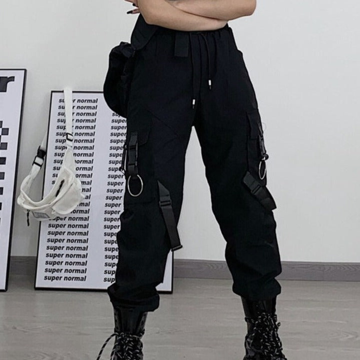 Gothic Black Cargo Pockets Pant