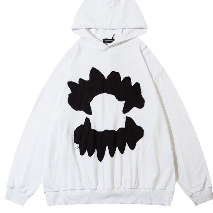 Oversize  with teeth embroidery hoodie