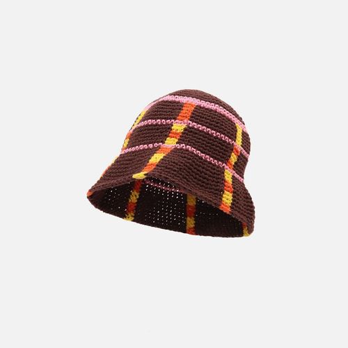 Contrasting Colors Lattice Crochet Bucket Fisherman Hats