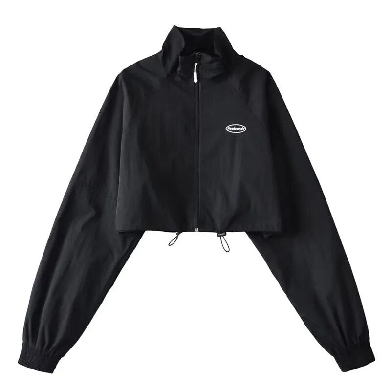 Cropped Windbreaker Long Sleeve Jacket