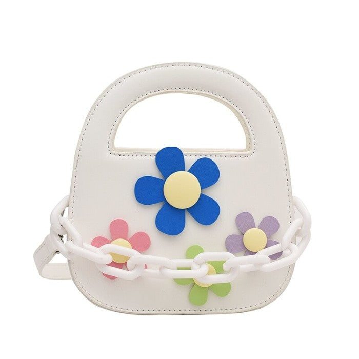 Round Handle With Chain Ornament Cute Bag