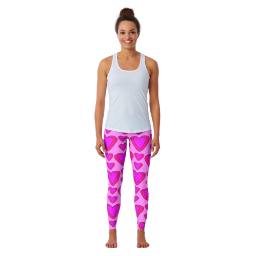 Pink Heart Sports Ankle Legging