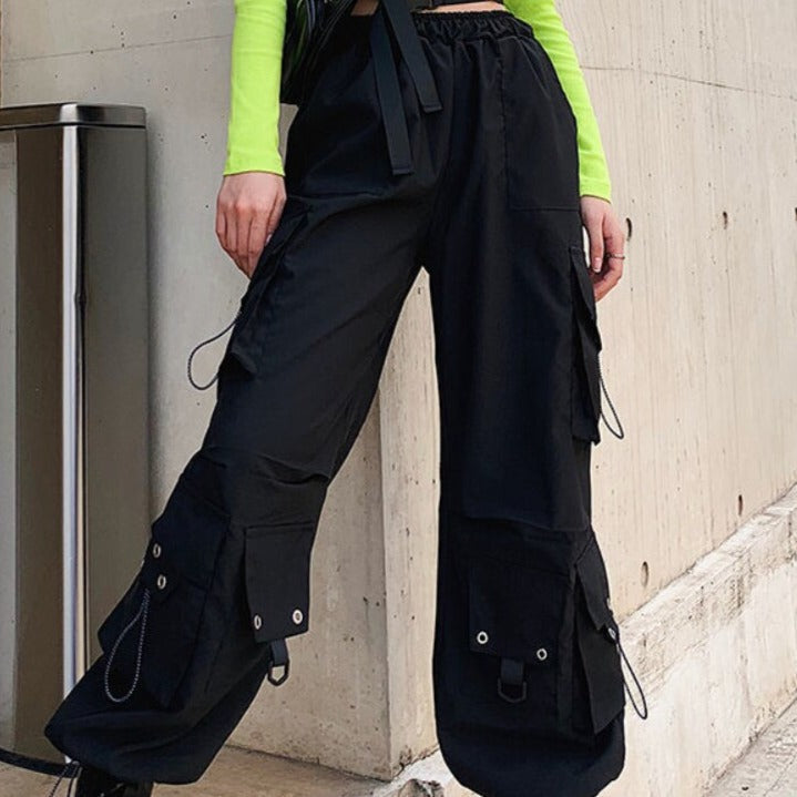 Solid Color Gothic Cargo Pants