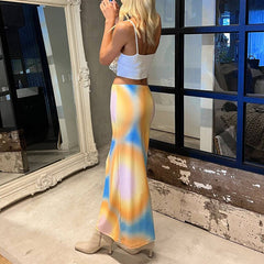 Two Piece Tie Dye Sets Sleeveless Dress