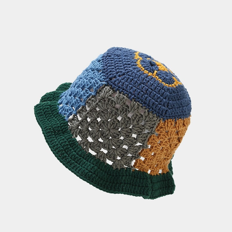 Handmade Crochet Striped Knitted Fisherman Bucket Hat