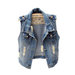 Sleeveless Slim Hole Jeans Vest