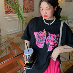 Pink Leopard Short Sleeve Loose T-Shirt