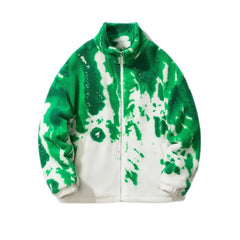 Aesthetic Tie Dye Zip Up Bomber Jacket