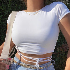 Cross Bandage Backless Crop Top