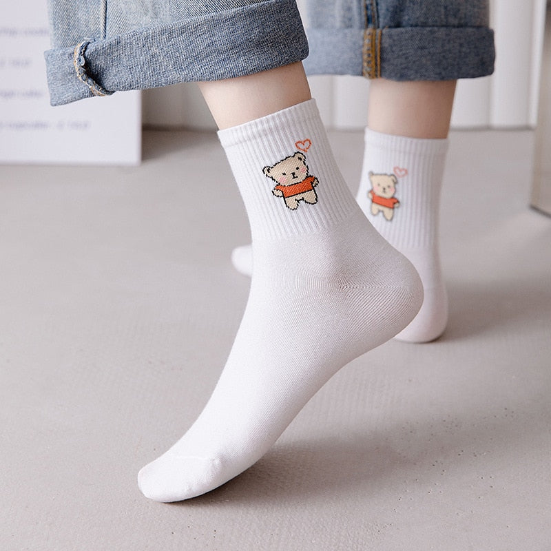 White And Fancy Cotton Socks