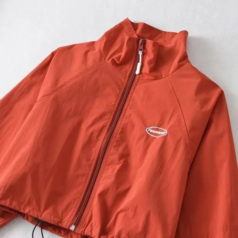 Cropped Windbreaker Long Sleeve Jacket