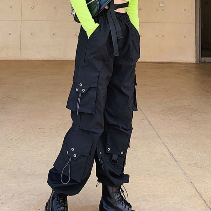 Solid Color Gothic Cargo Pants