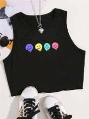 Smiley Cartoon Graphic Tank Top