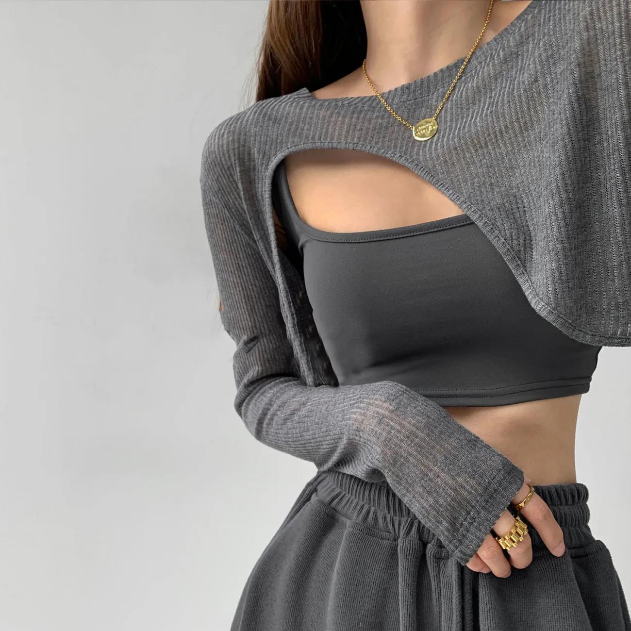 Hollow Smock Irregular Crop Tops