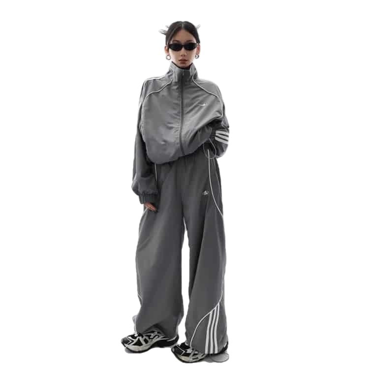 Y2K Two Piece Set Oversized Jacket Wide Leg Pants