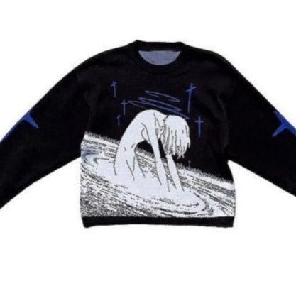 Cartoon Print Y2K Gothic Sweater