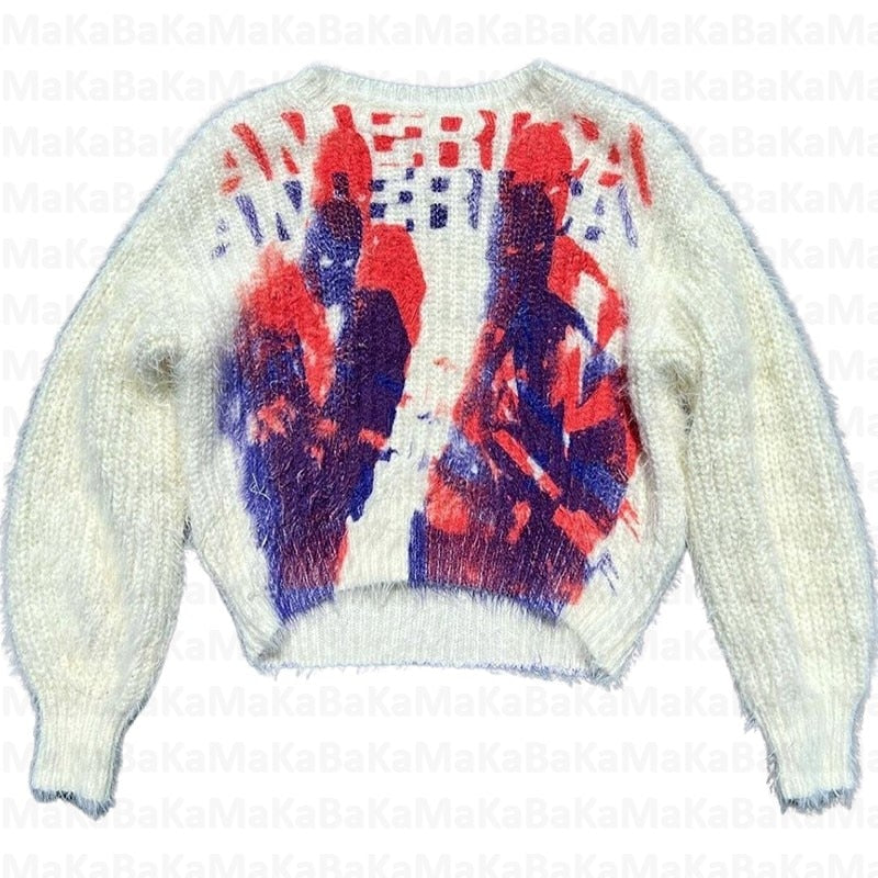 America Printed Crop Sweater