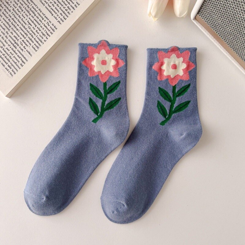 Lovely Tulips Three-Dimensional Flowers Socks