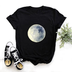 Moon Phase Planet Print T Shirt