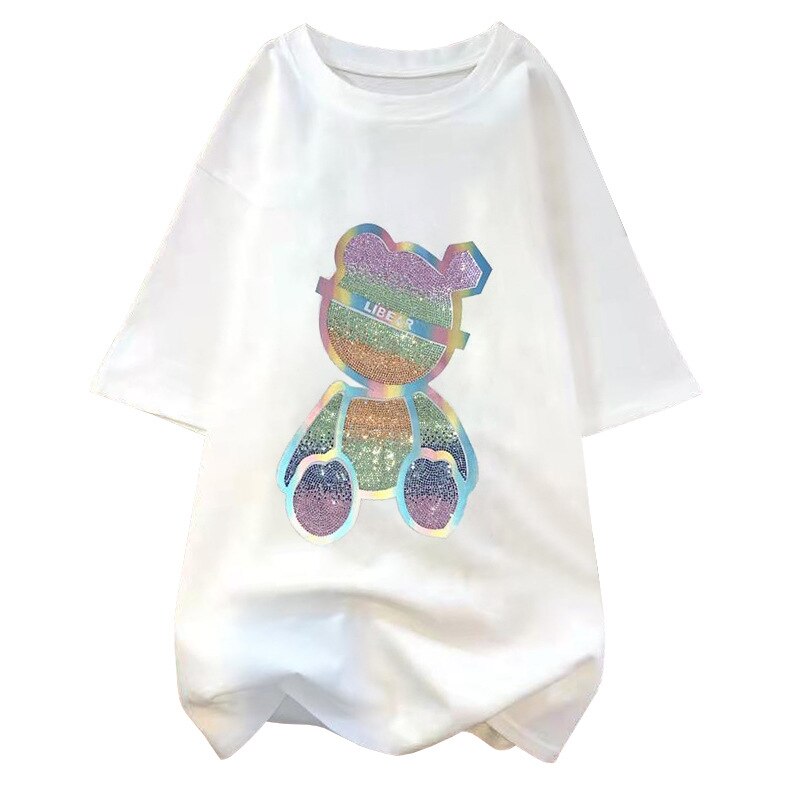 Loose Solid Color Bear T-Shirt