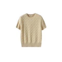 Knitted Short Sleeve O-Neck Cardigan