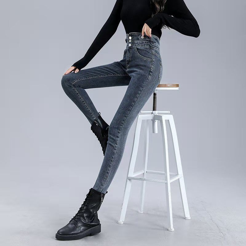 Denim Thick Skinny High Waist Pencil Winter Pants