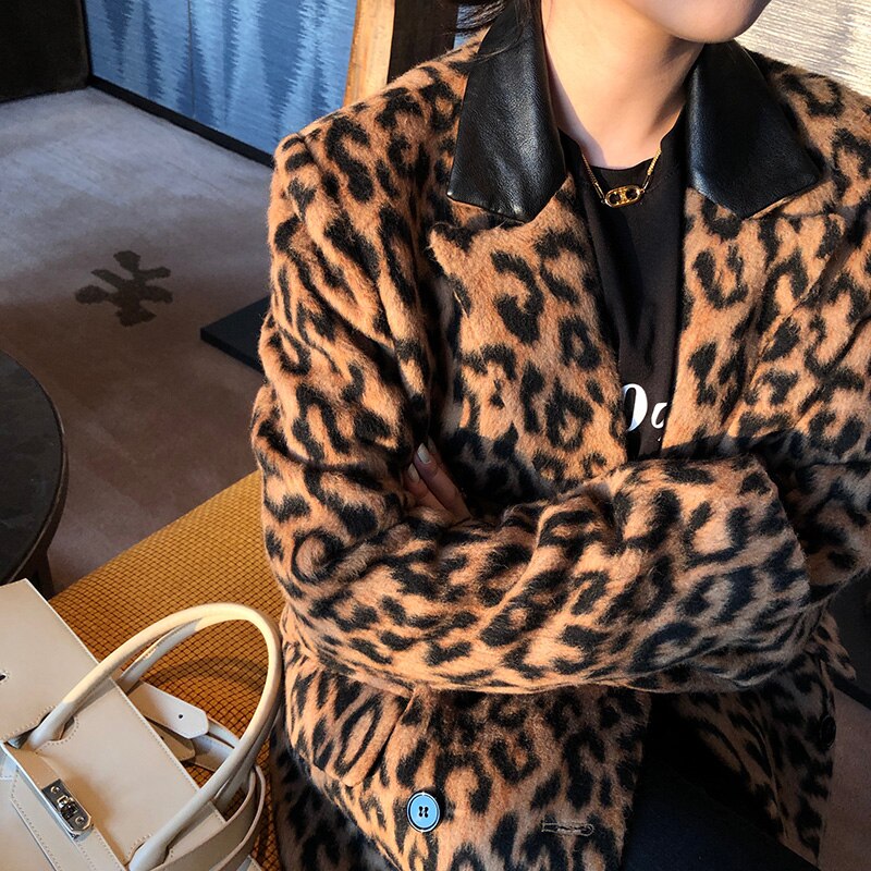 Leopard Long Double Breasted Blazer