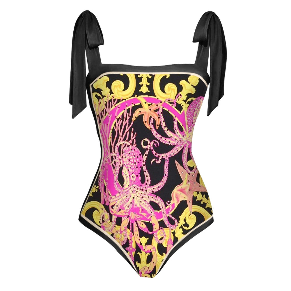 Octopus Print One-Piece Swimsuit